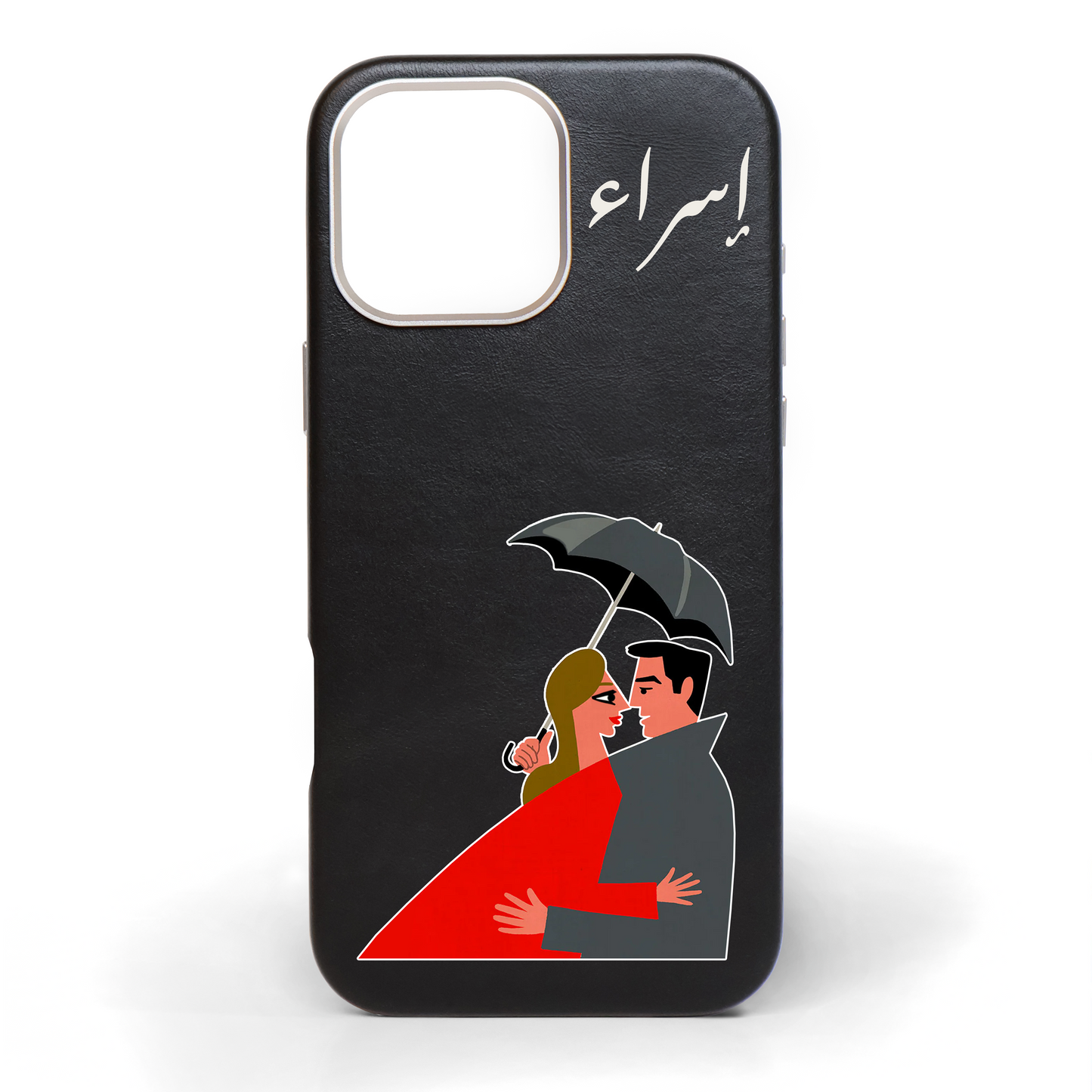 Hearts in the Rain Hand-Painted Leather Phone Case