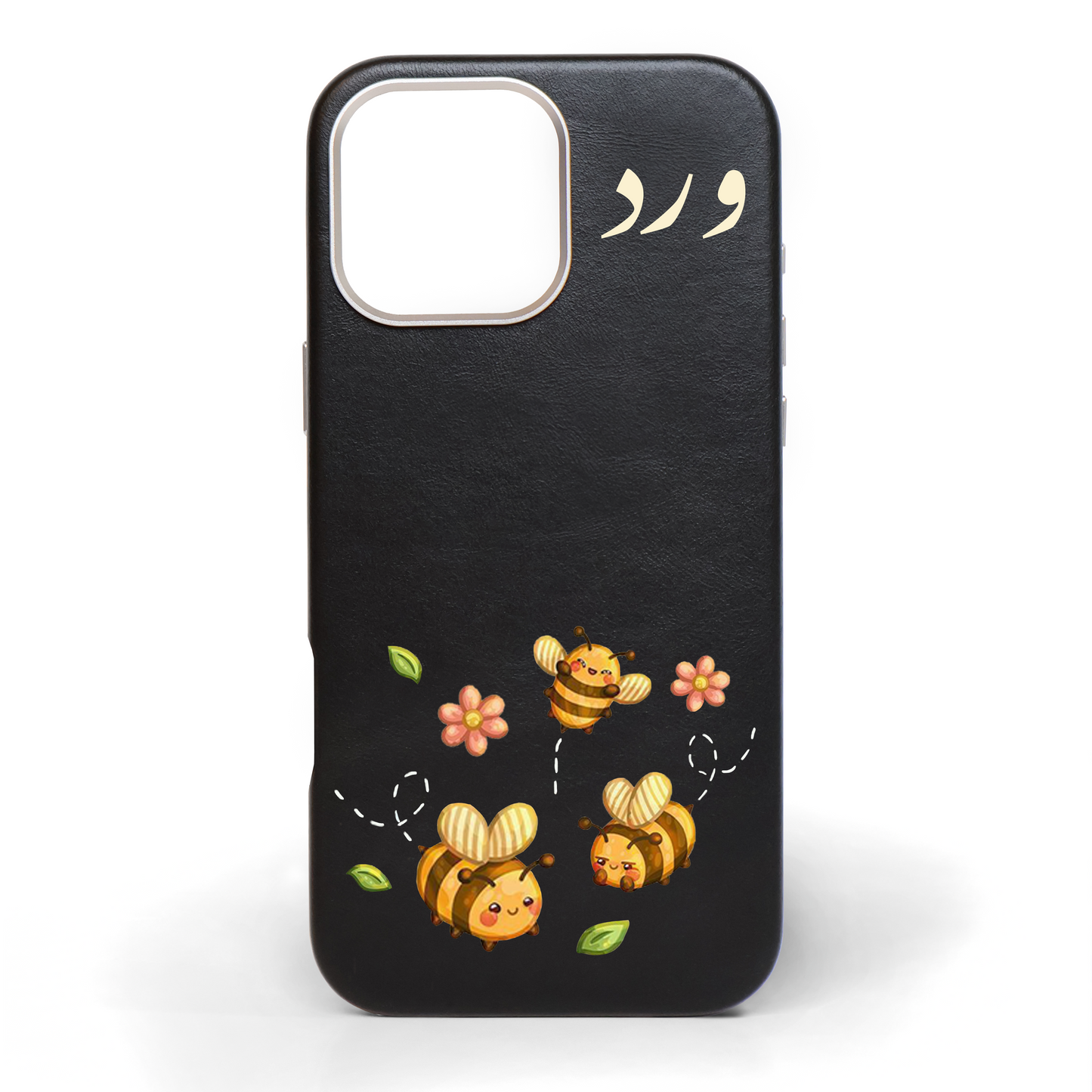 Bee Happy Hand-Painted Leather Phone Case