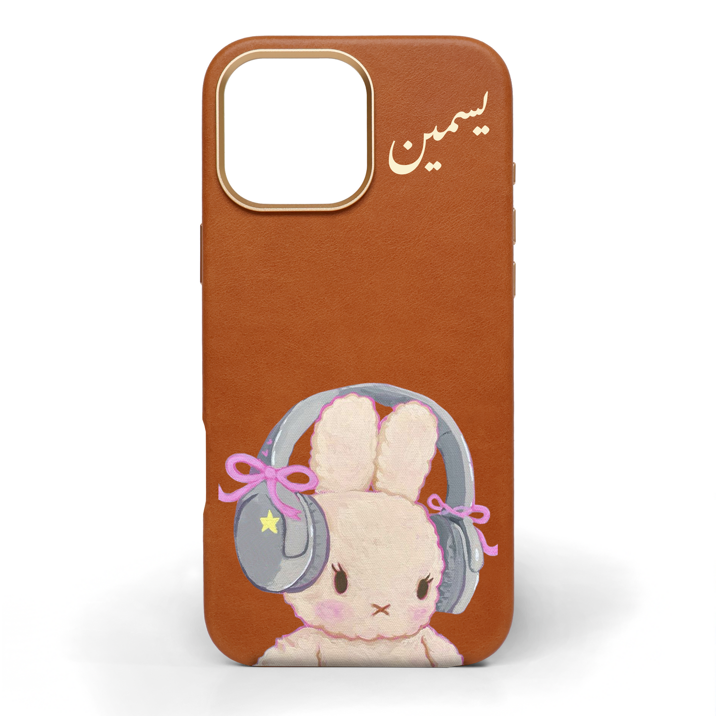 Bunny Tunes Hand-Painted Leather Phone Case