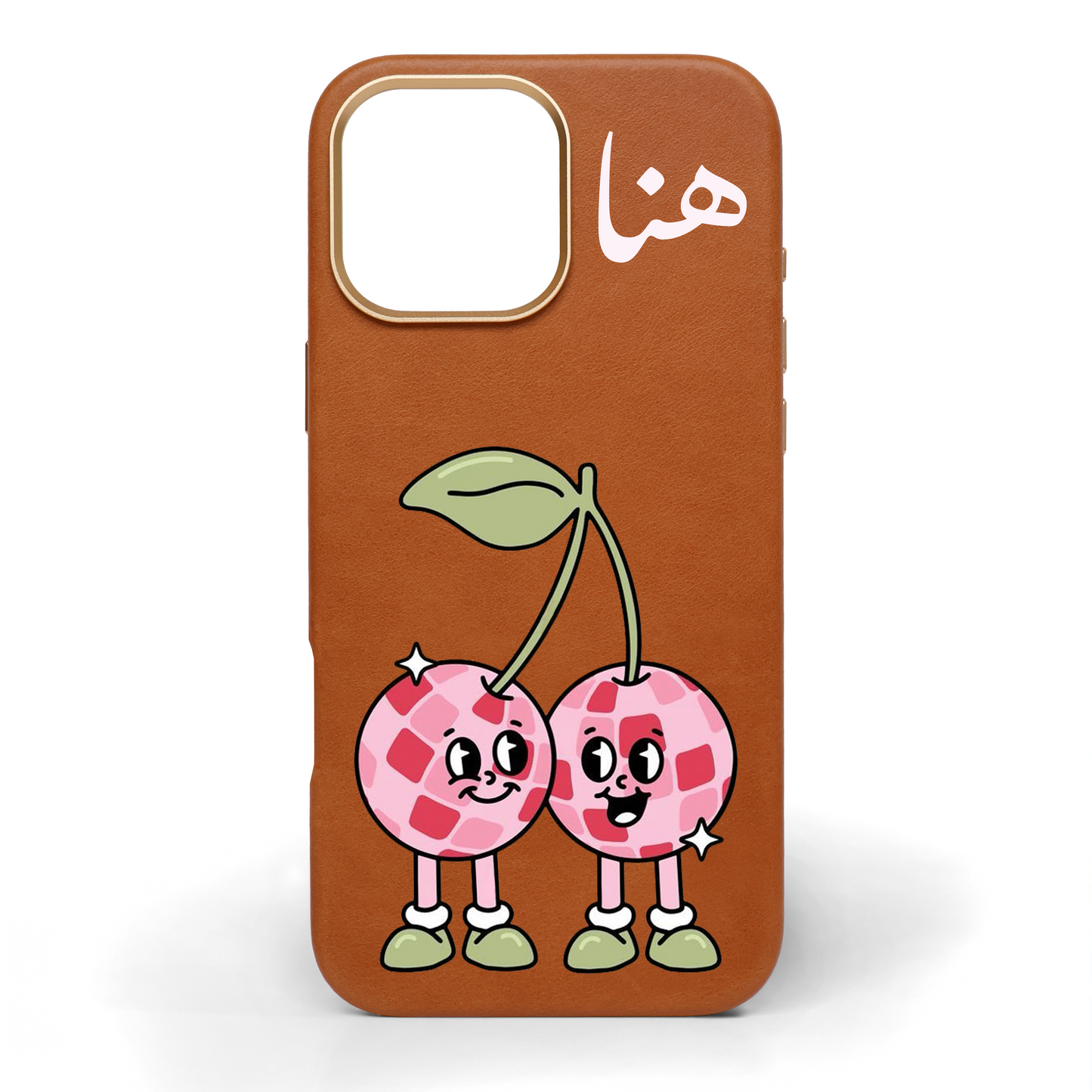 Cherry Groove Hand-Painted Leather Phone Case