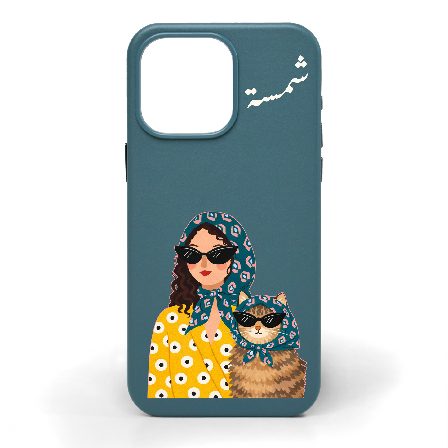 Like Her, Like Cat Hand-Painted Leather Phone Case