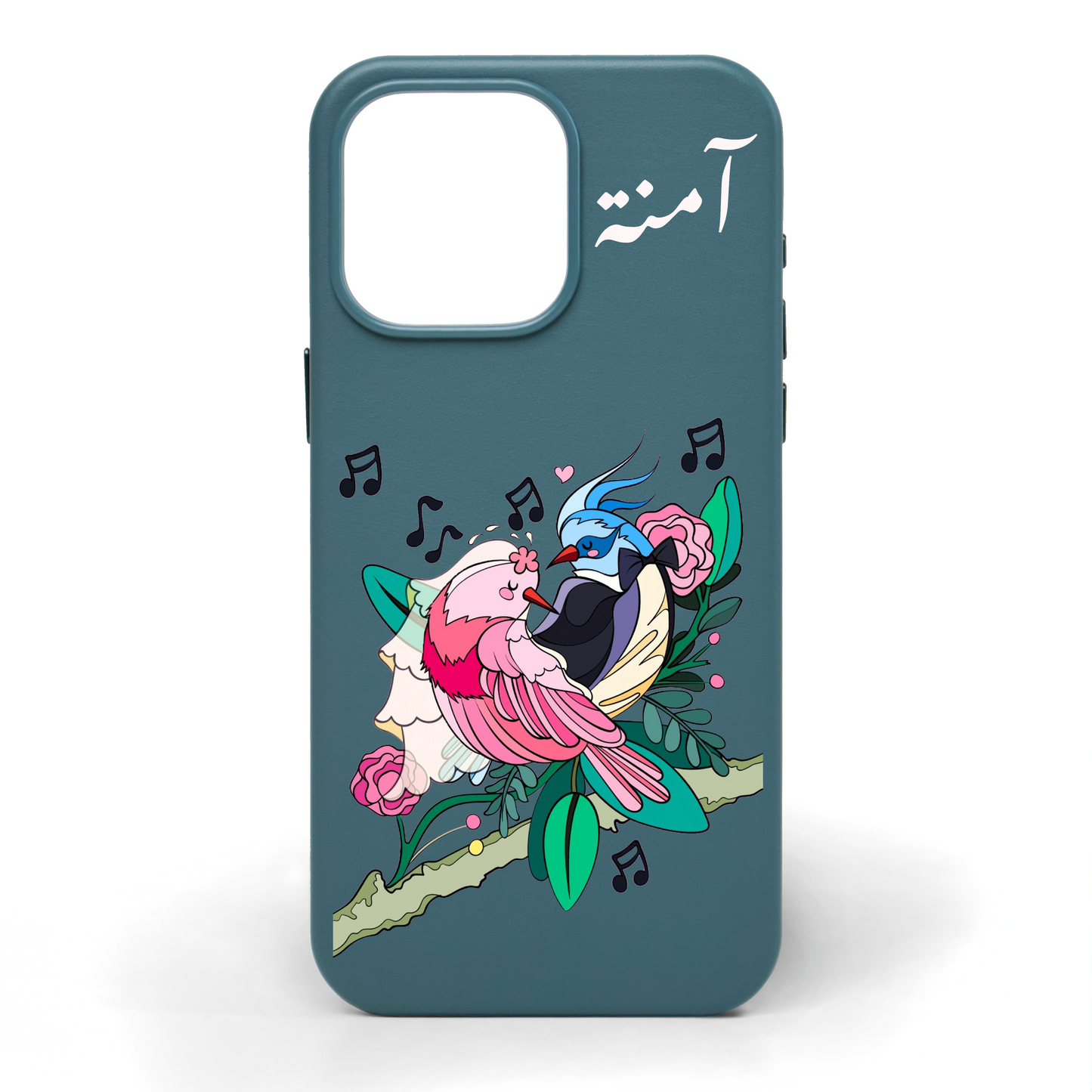 Love Birds Hand-Painted Leather Phone Case