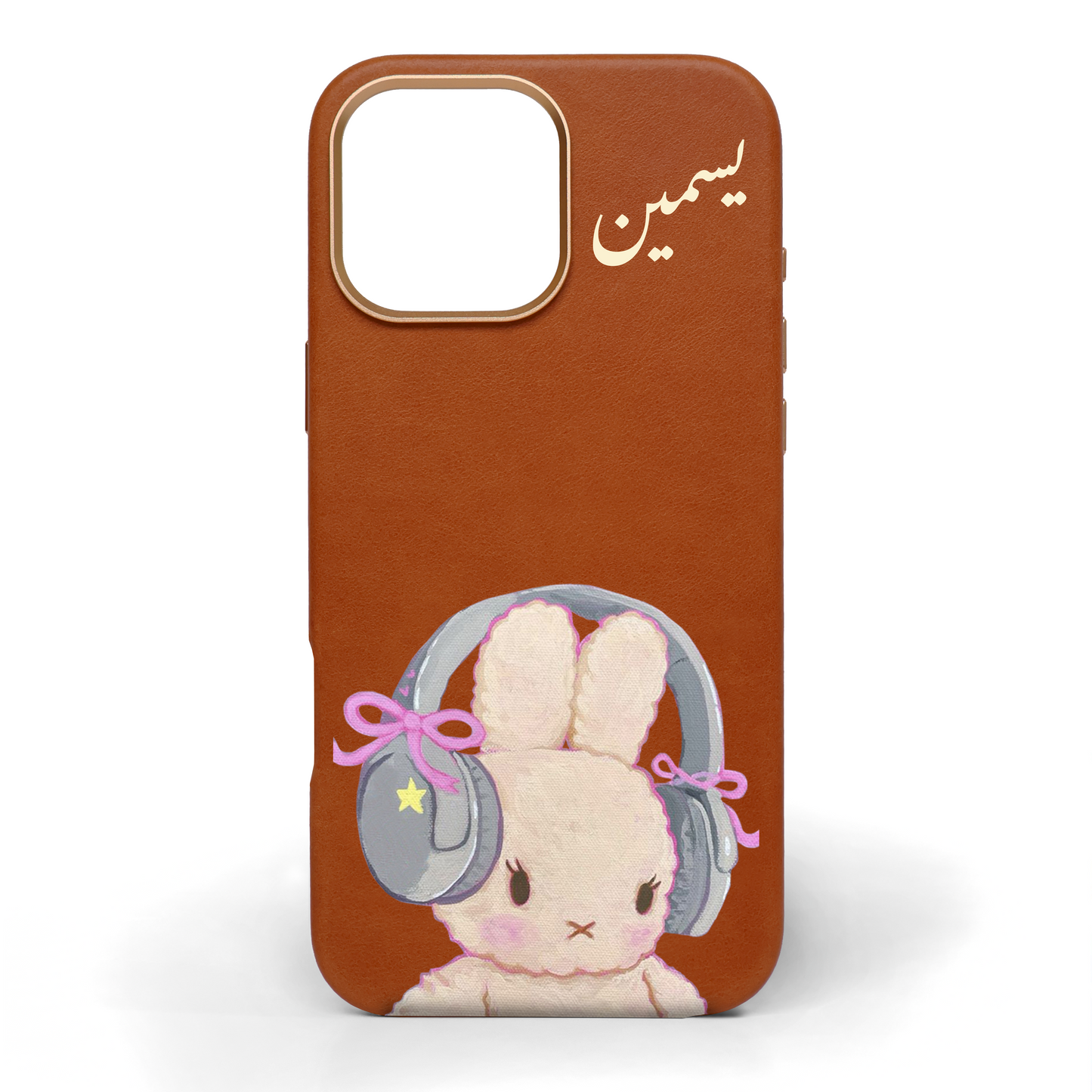 Bunny Tunes Hand-Painted Leather Phone Case