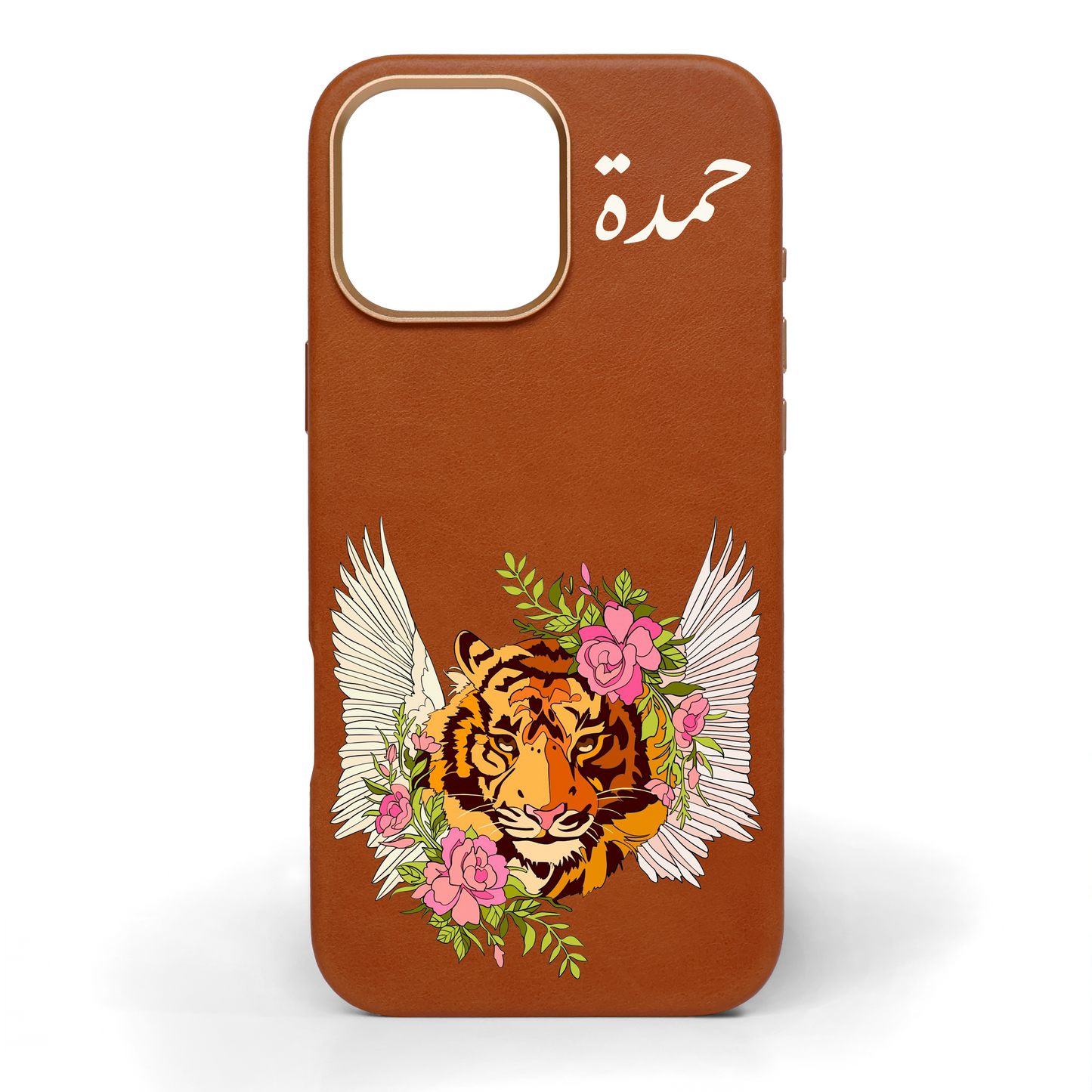 Angel Tiger Hand-Painted Leather Phone Case