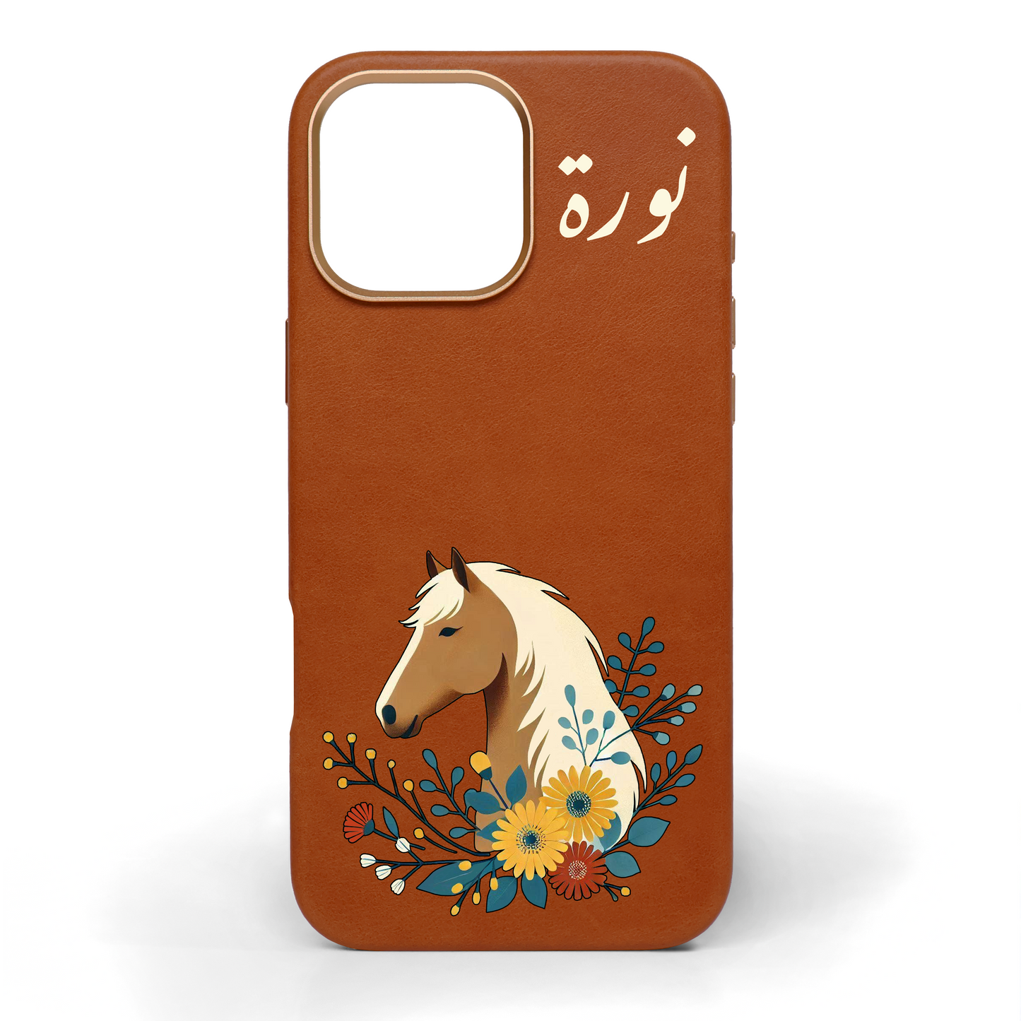 Garden Stallion Hand-Painted Leather Phone Case