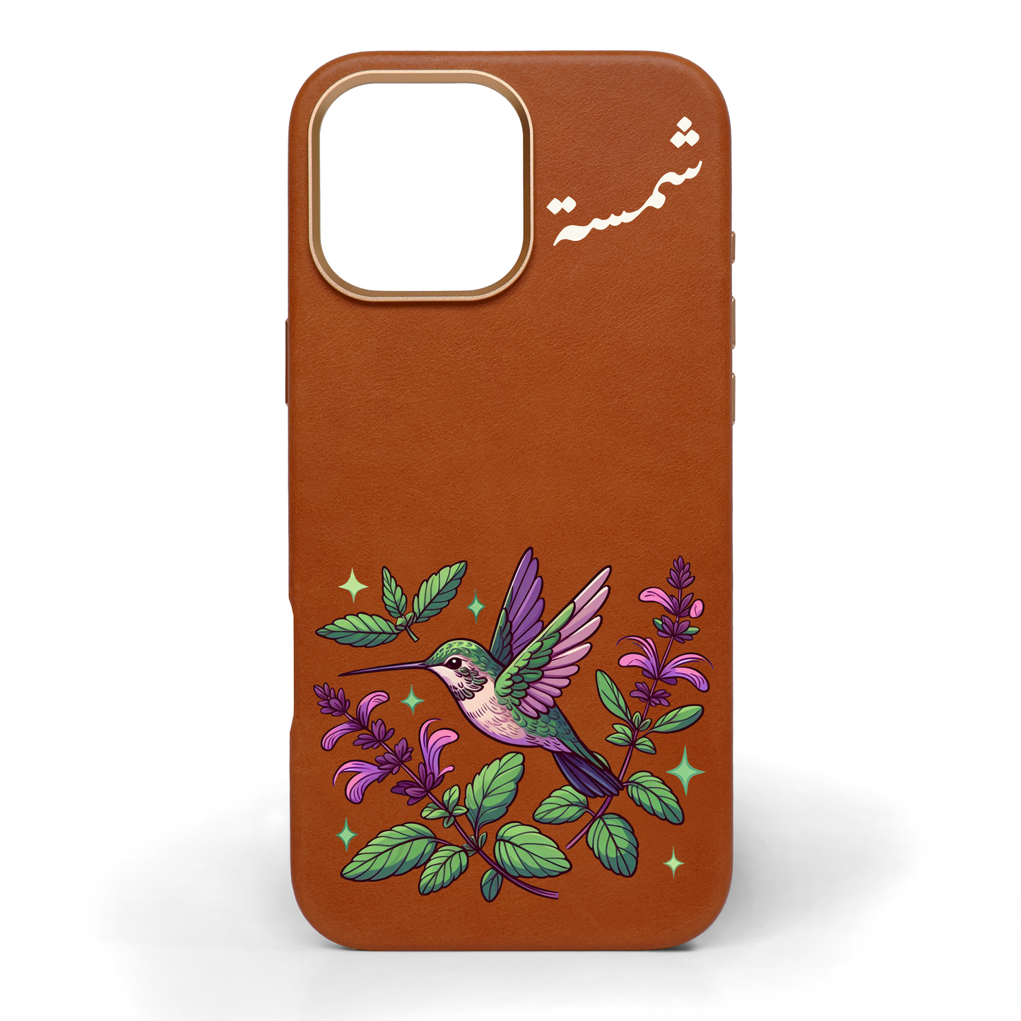 Emerald Wings Hand-Painted Leather Phone Case