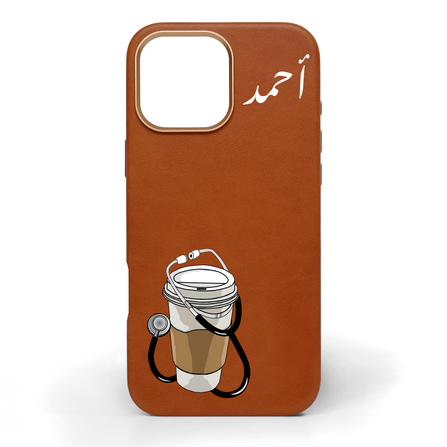 Coffee Needs Hand-Painted Leather Phone Case