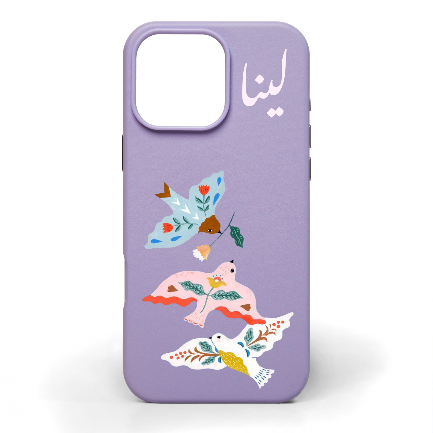 Birds of Hope Hand-Painted Leather Phone Case