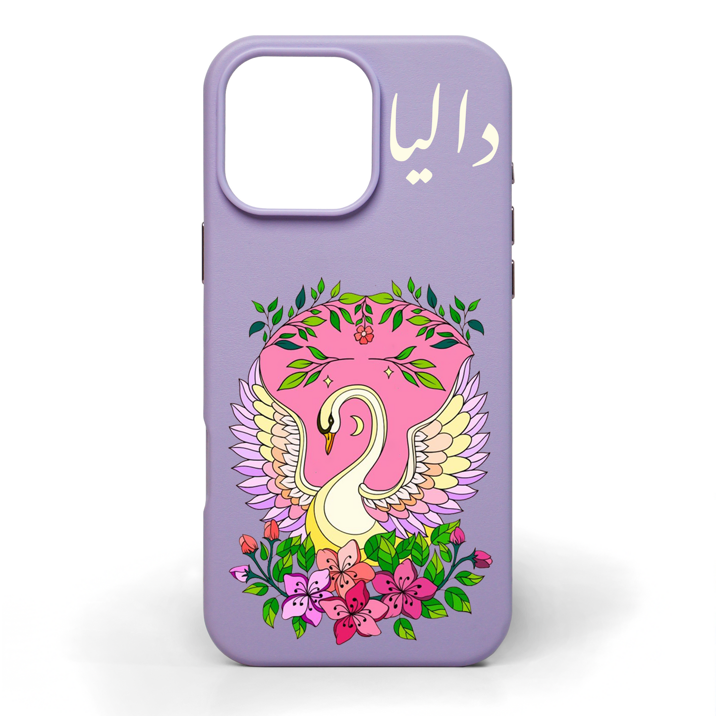Swan Hand-Painted Leather Phone Case