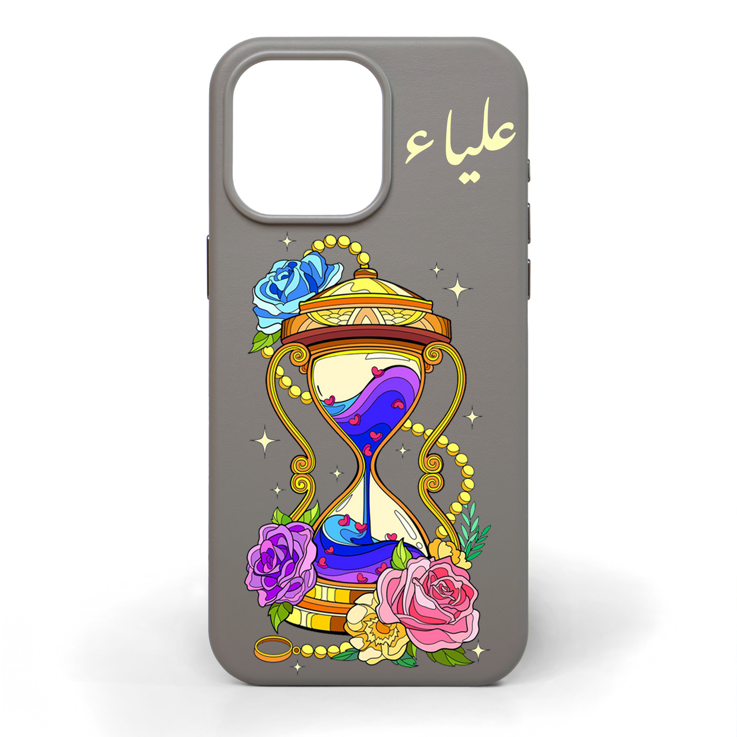 Hourglass of Love Hand-Painted Leather Phone Case