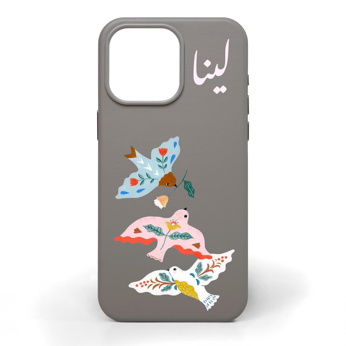 Birds of Hope Hand-Painted Leather Phone Case
