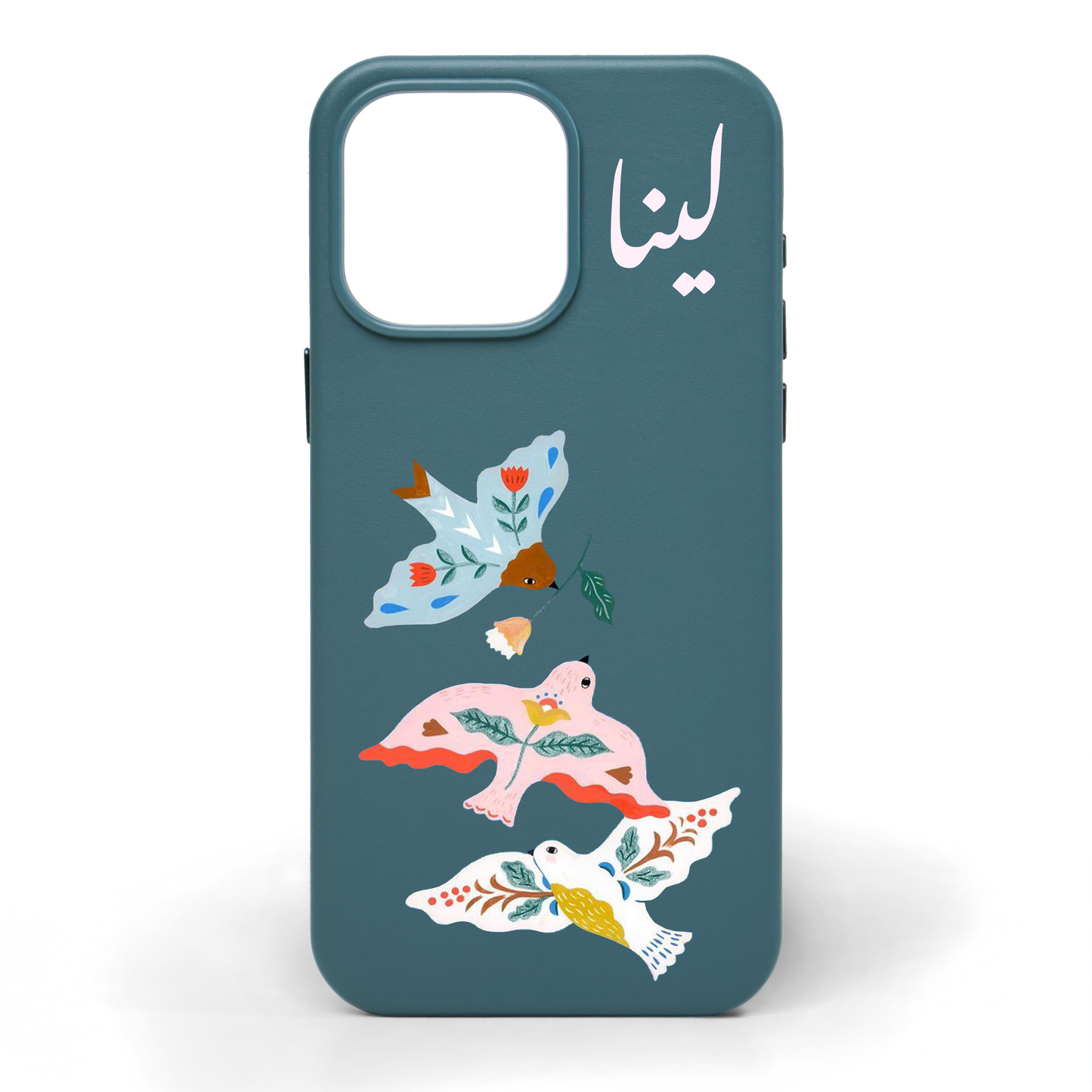 Birds of Hope Hand-Painted Leather Phone Case