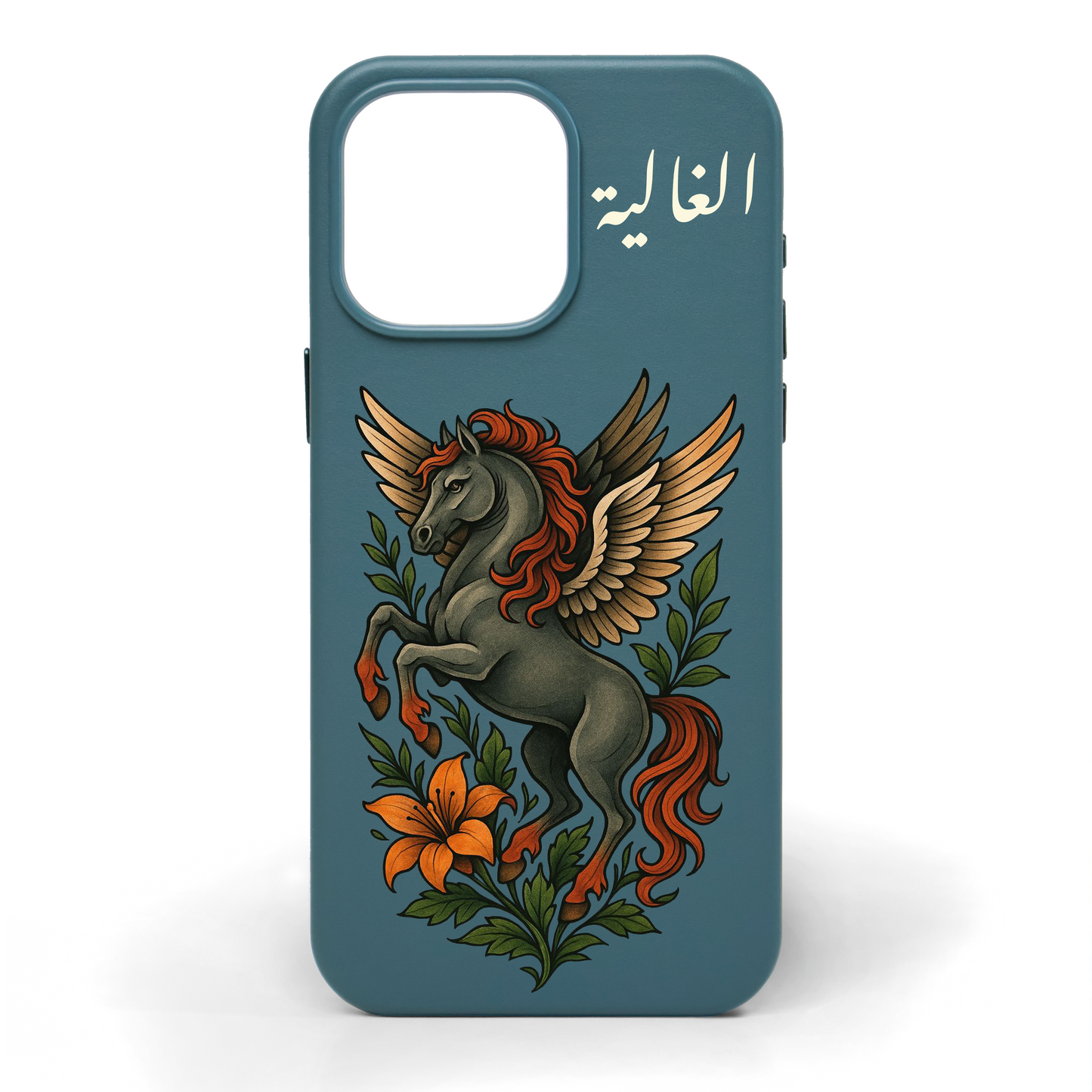 Winged Horse Hand-Painted Leather Phone Case