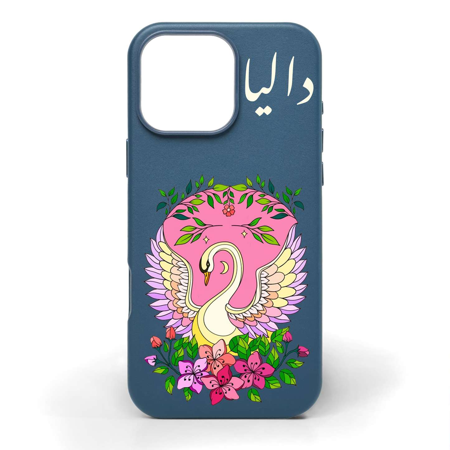 Swan Hand-Painted Leather Phone Case