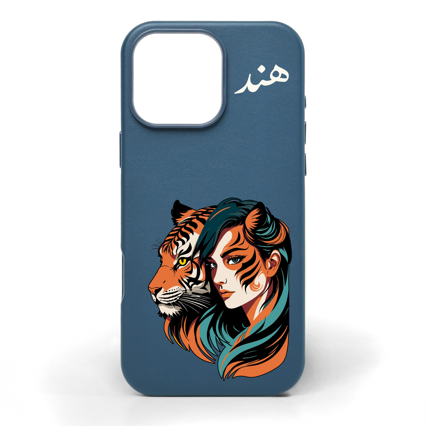 She Walks with Tigers Hand-Painted Leather Phone Case