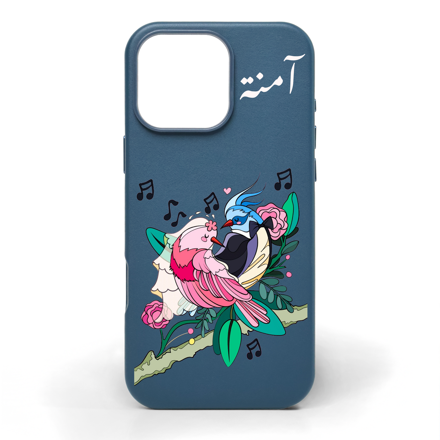 Love Birds Hand-Painted Leather Phone Case