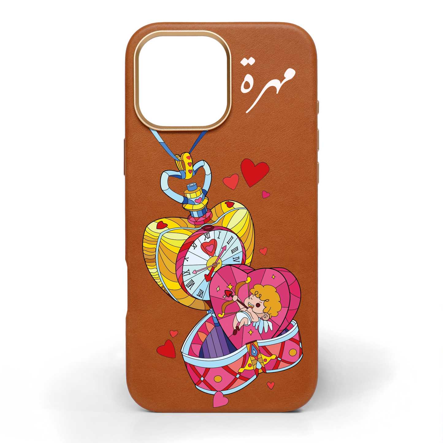 Cupid’s Hour Hand-Painted Leather Phone Case