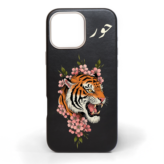 Tiger Rosé Hand-Painted Leather Phone Case