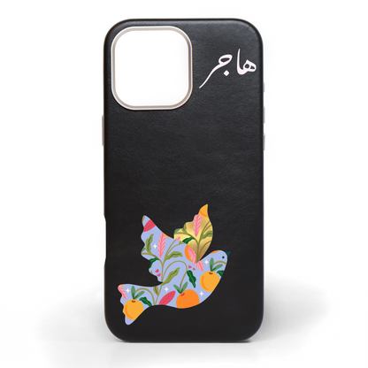 Citrus Bird Hand-Painted Leather Phone Case