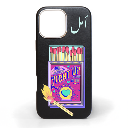 You Light Up My Life Hand-Painted Leather Phone Case