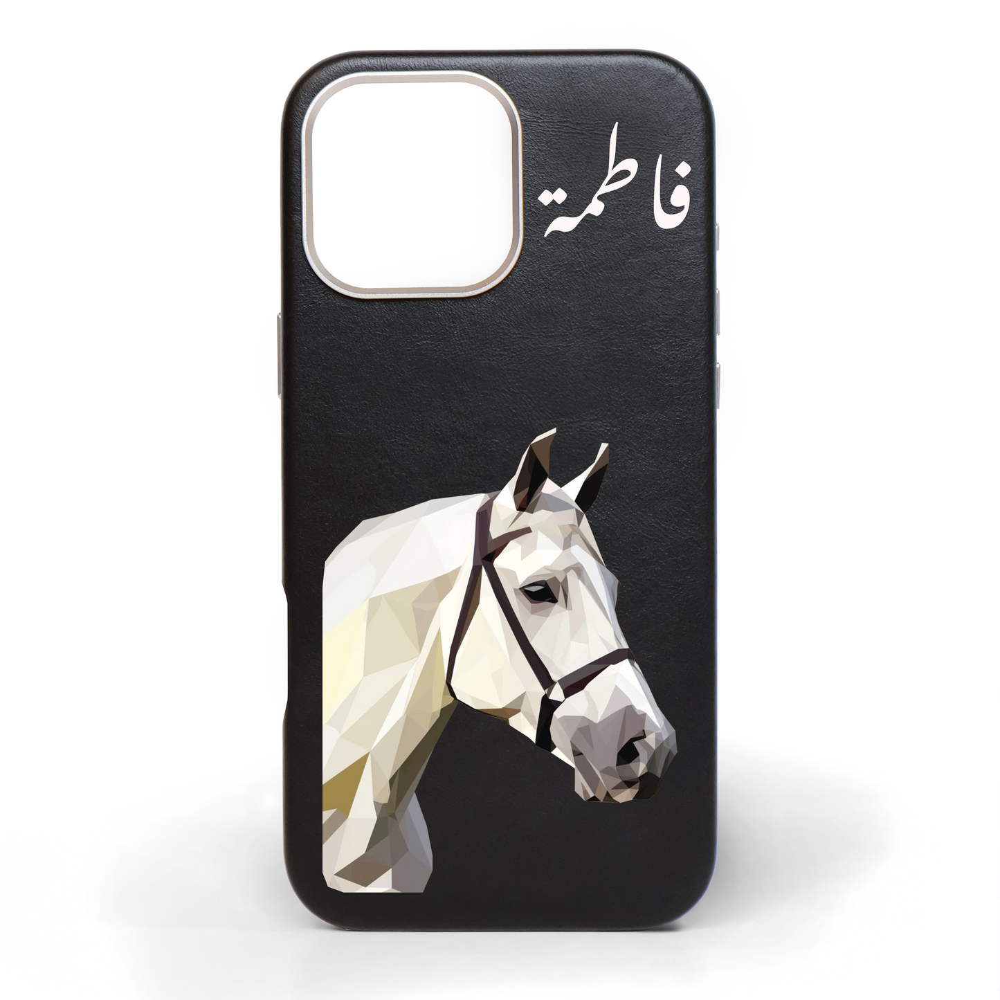 Pearl Stallion Hand-Painted Leather Phone Case