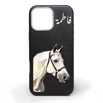 Pearl Stallion Hand-Painted Leather Phone Case
