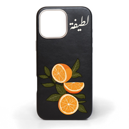 Tangerine Touch Hand-Painted Leather Phone Case