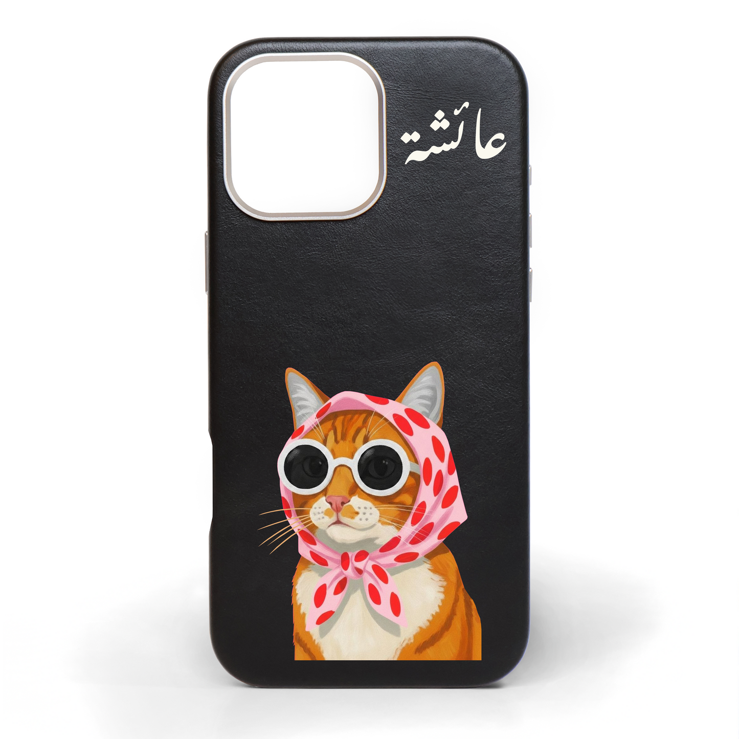 Sophisti-Cat Hand-Painted Leather Phone Case