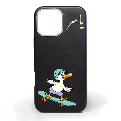 Quack ‘n’ Roll Hand-Painted Leather Phone Case