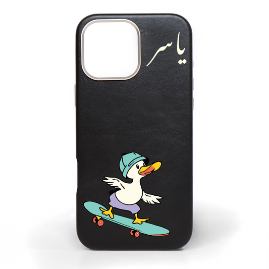 Quack ‘n’ Roll Hand-Painted Leather Phone Case
