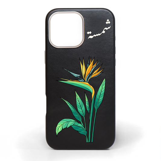 Bird of Paradise Hand-Painted Leather Phone Case