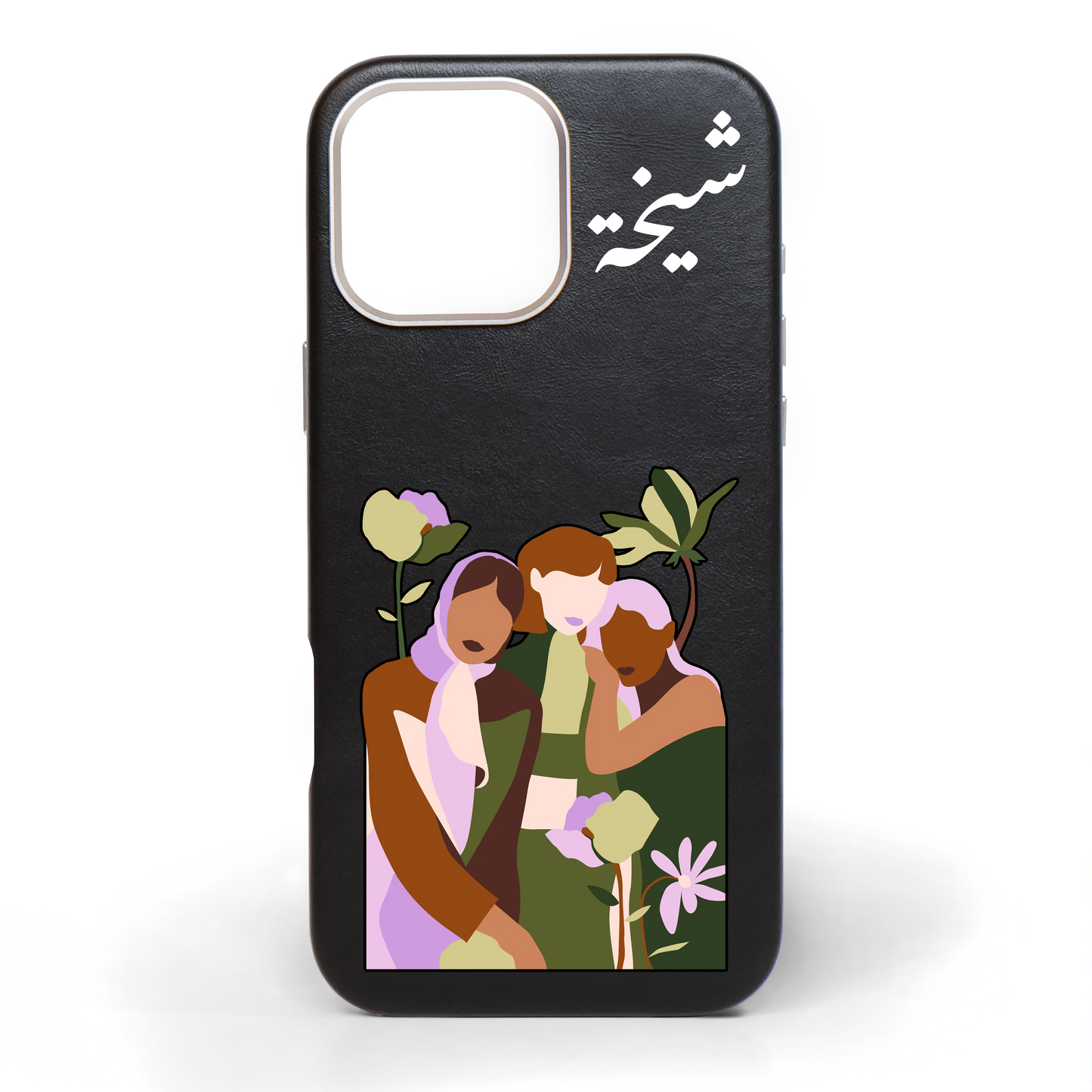 Side by Side Hand-Painted Leather Phone Case