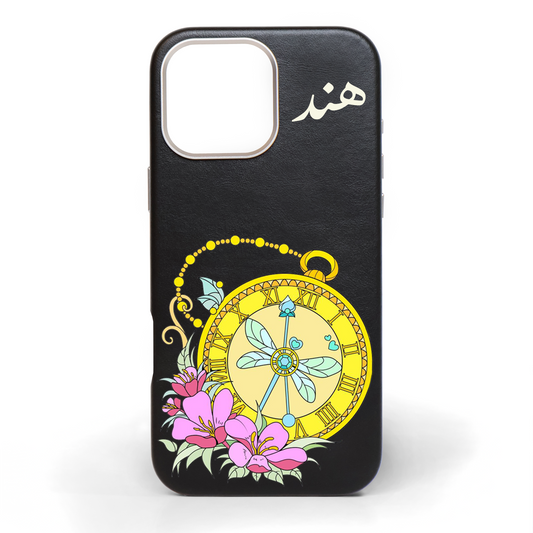 Pocket Watch of Life Hand-Painted Leather Phone Case