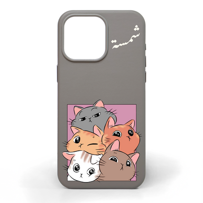 Cat Overload Cat Hand-Painted Leather Phone Case