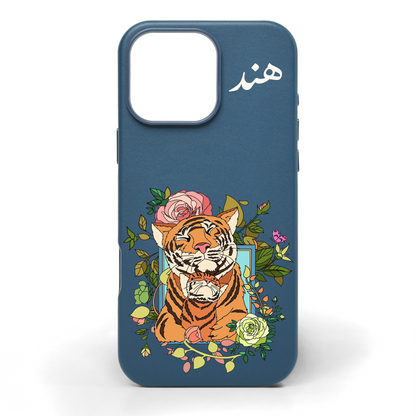 Tiger Born of Strength Hand-Painted Leather Phone Case