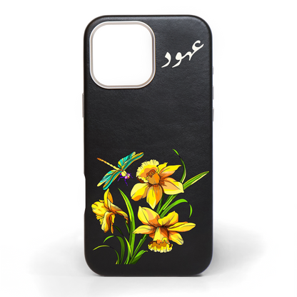 Daffodils Hand-Painted Leather Phone Case