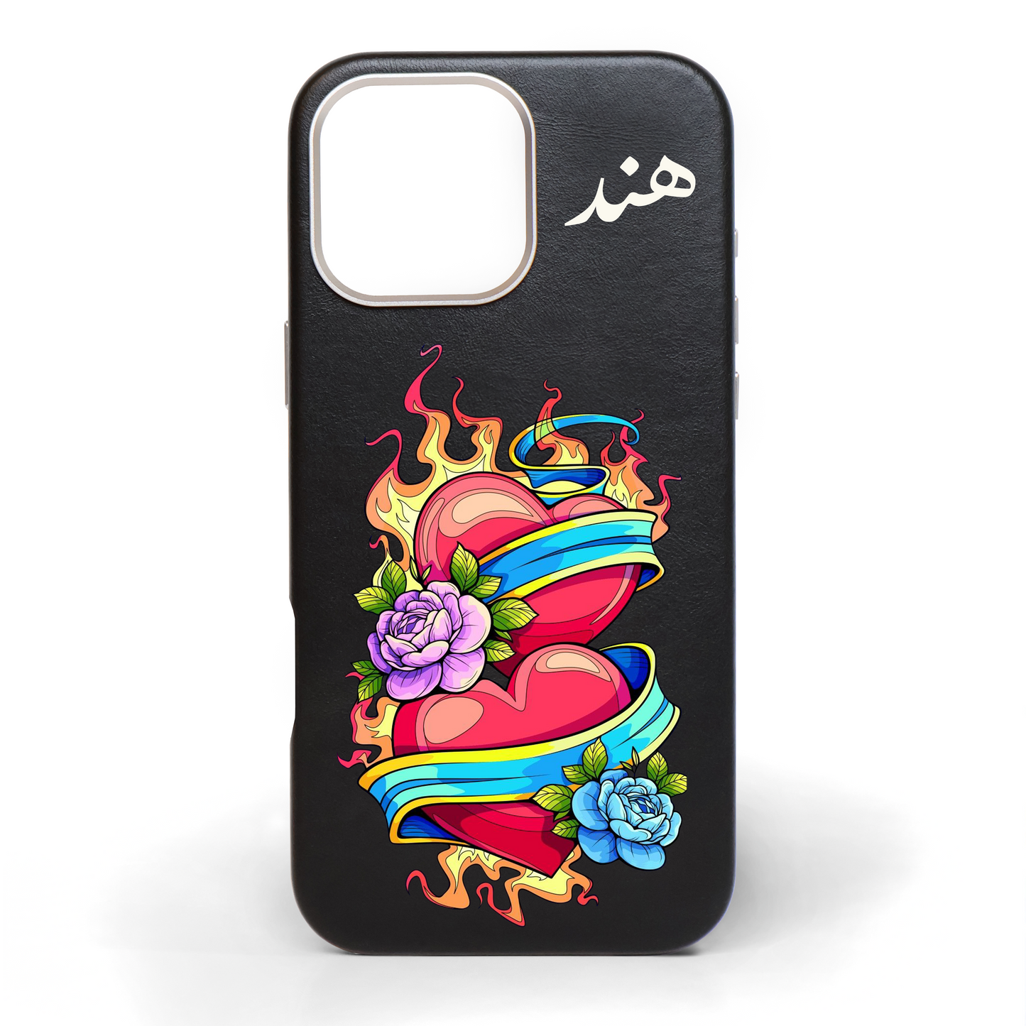 Hearts Entwined Hand-Painted Leather Phone Case