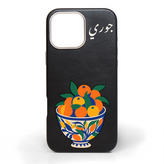 Citrus Summer Hand-Painted Leather Phone Case