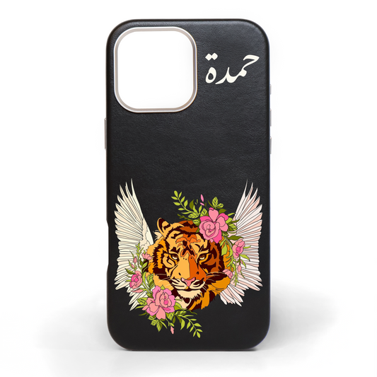 Angel Tiger Hand-Painted Leather Phone Case