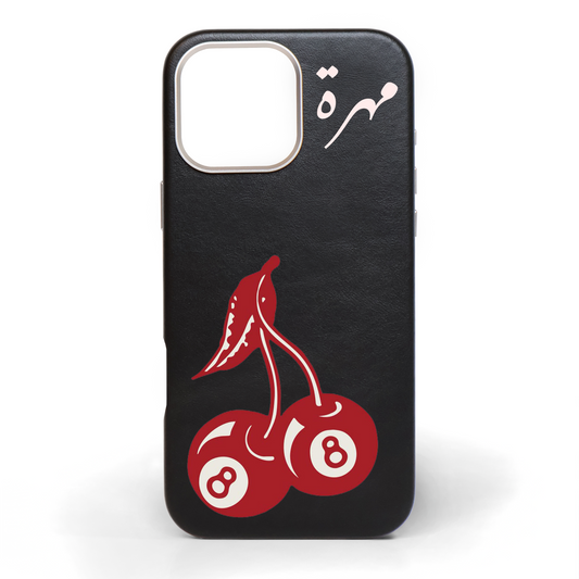 Lucky Cherry Hand-Painted Leather Phone Case