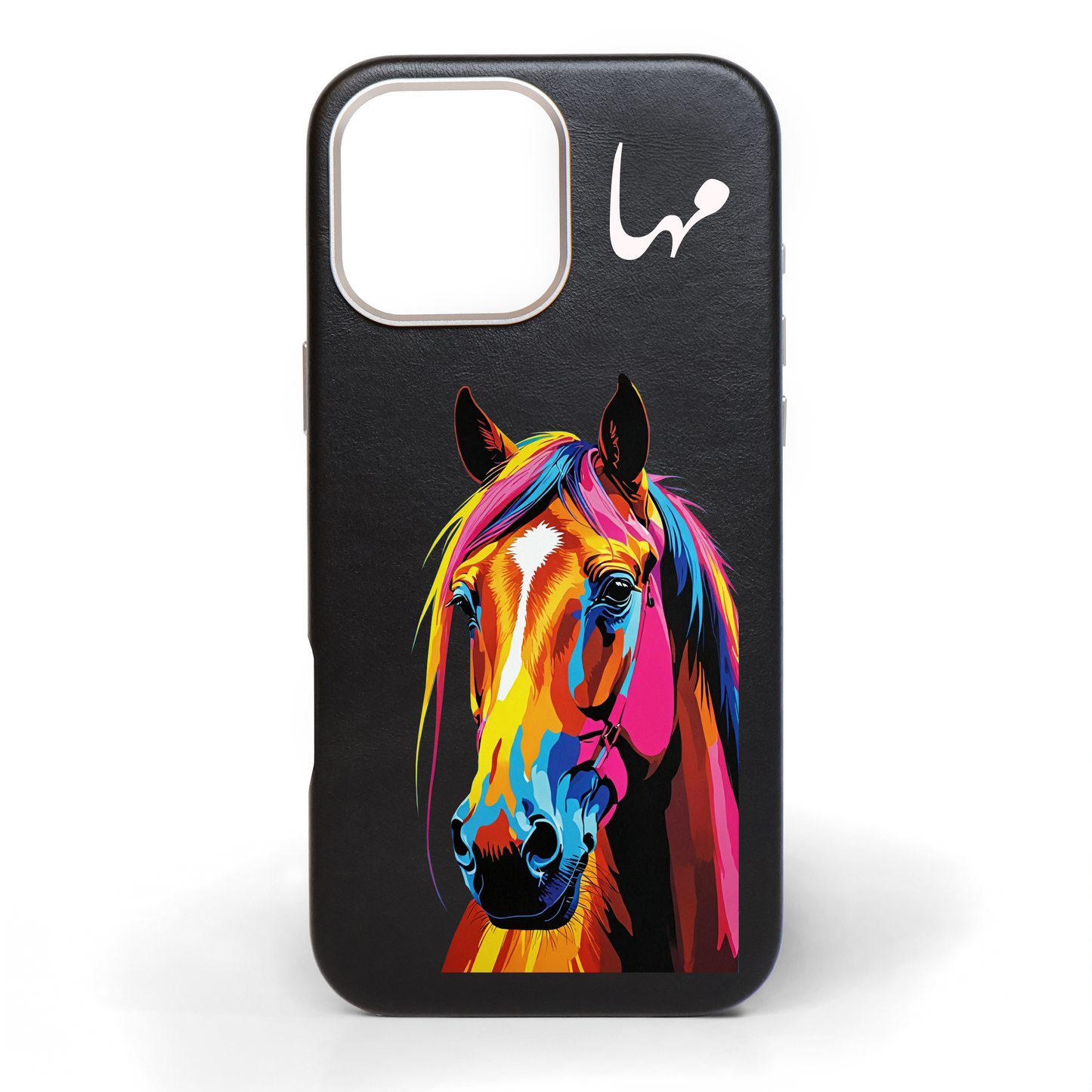Vivid Stallion Hand-Painted Leather Phone Case