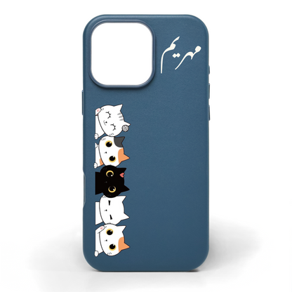 Cat Tower Hand-Painted Leather Phone Case