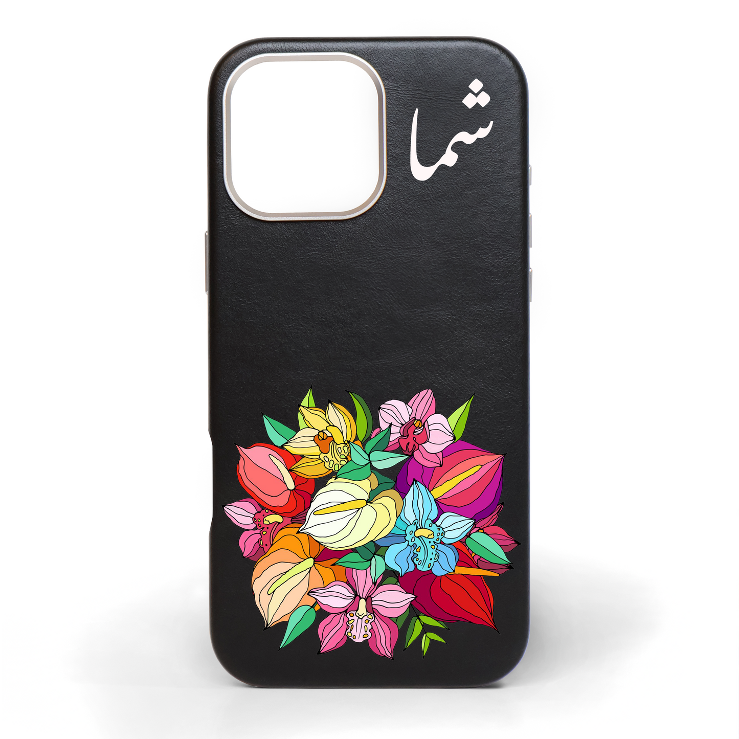 Orchid Bouquet Hand-Painted Leather Phone Case