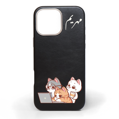 مشروع القطط - كفر جلد مرسوم يدويًا