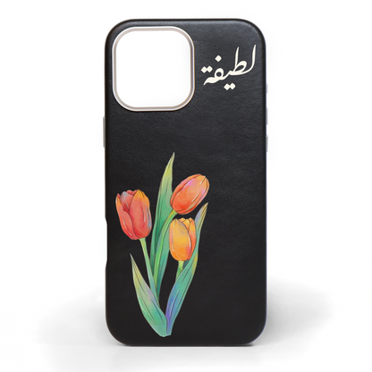 Flourish Hand-Painted Leather Phone Case