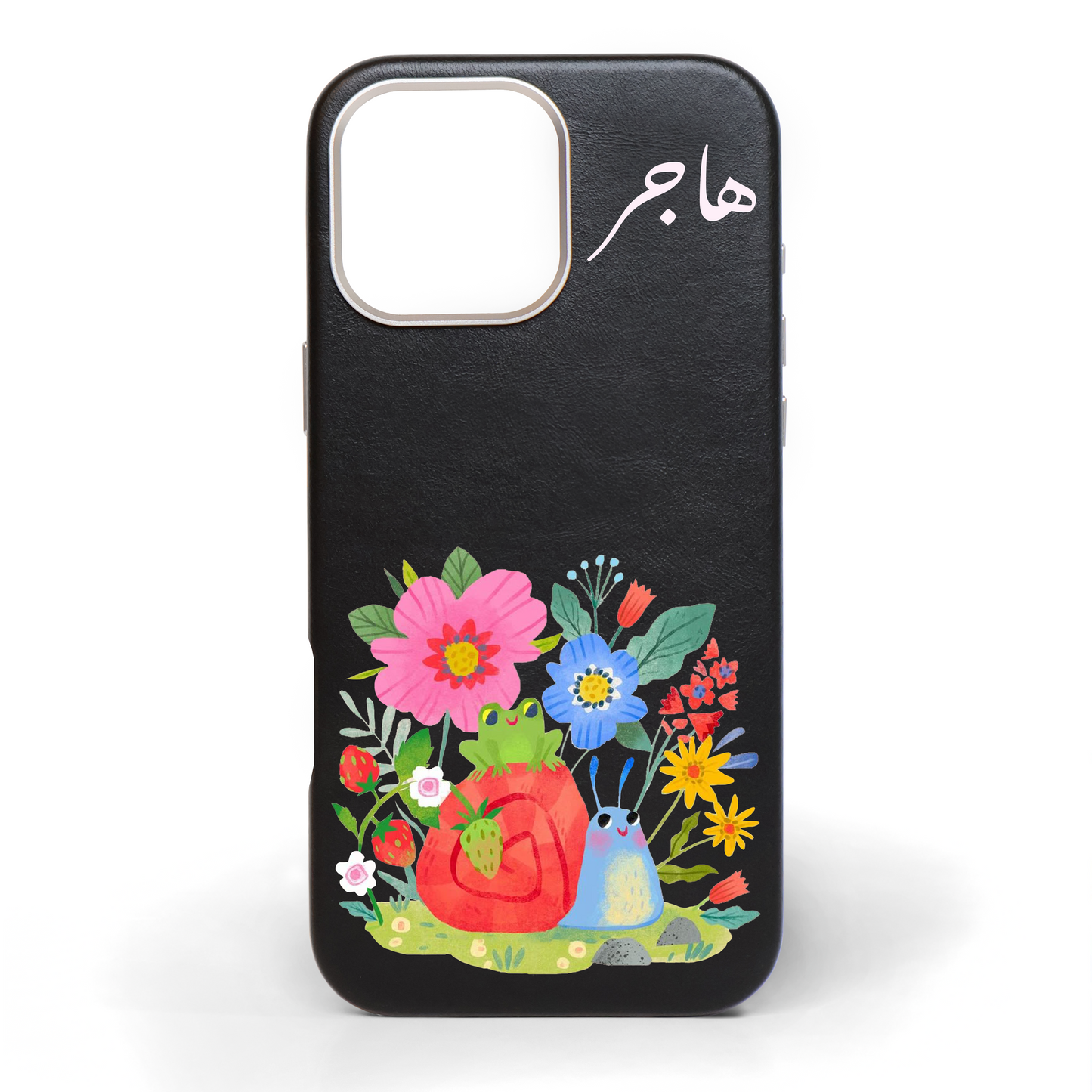 Frog and Snail Tales Hand-Painted Leather Phone Case