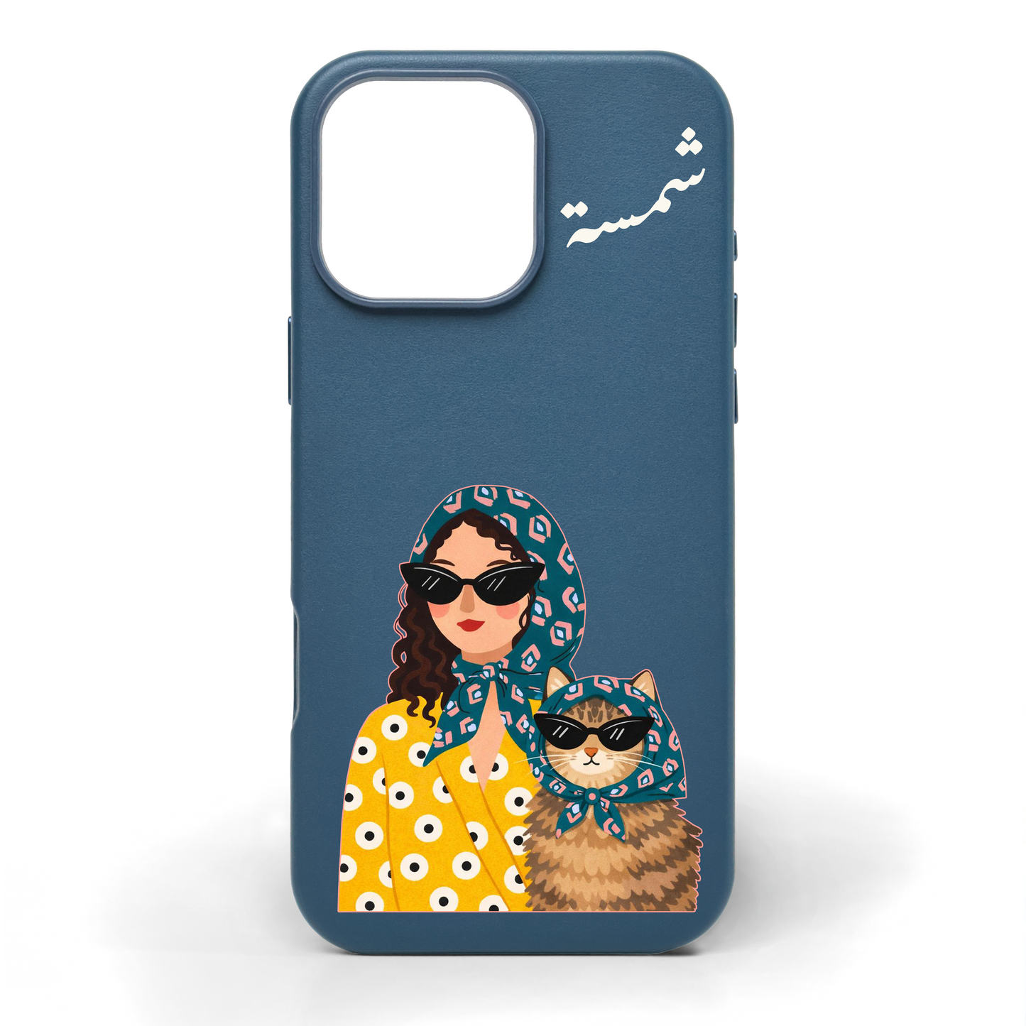 هي والقط - كفر جلد مرسوم يدويًا