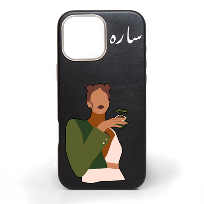 Her Hand-Painted Leather Phone Case