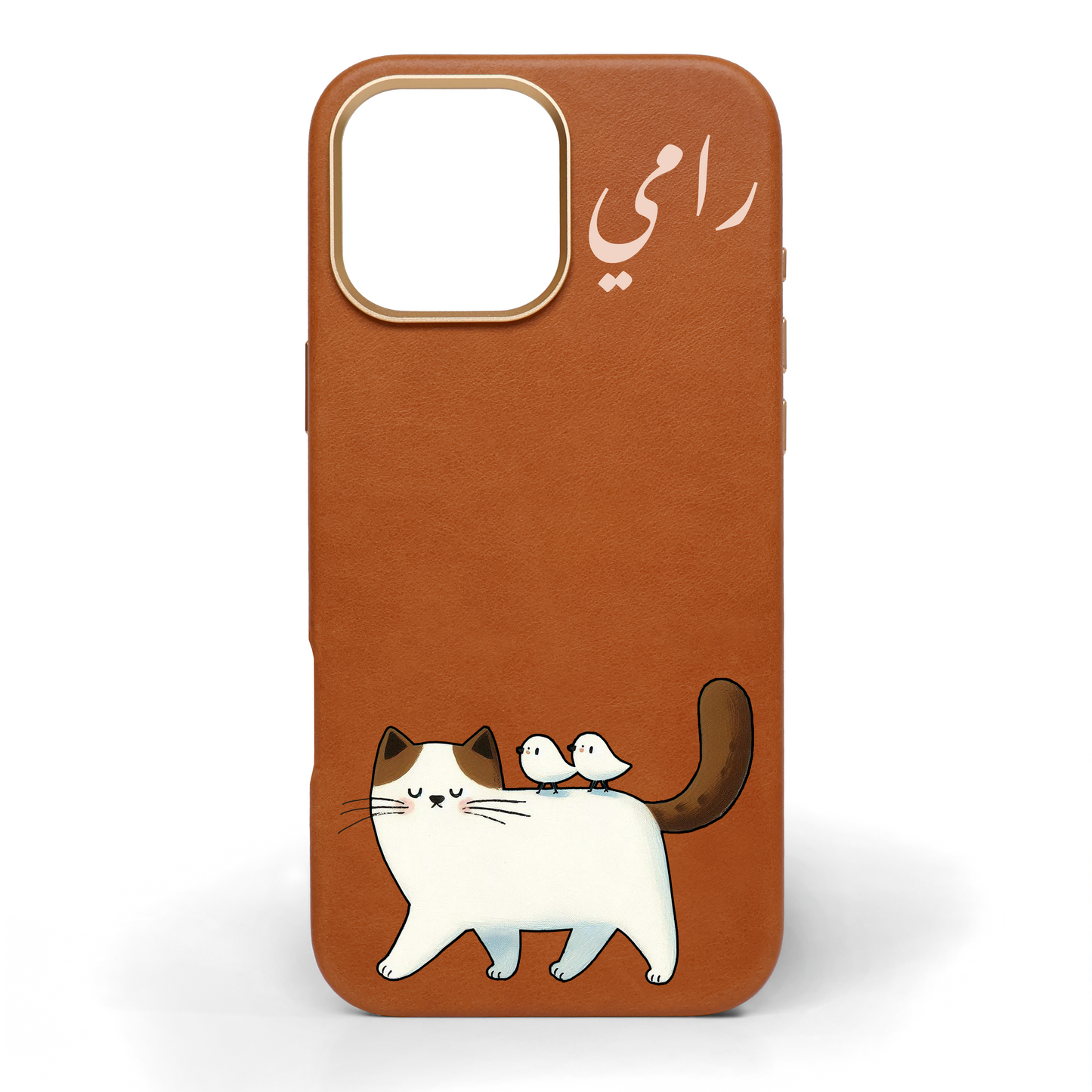Purrfect Friends Hand-Painted Leather Phone Case