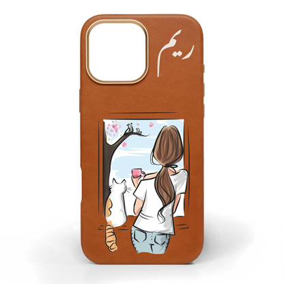 Whiskers & Wonder Hand-Painted Leather Phone Case